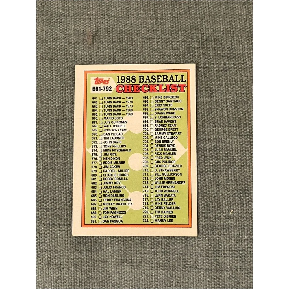 1988 Topps Baseball Card Trading Card